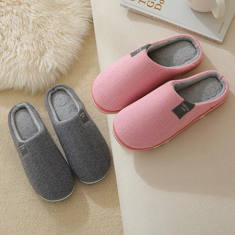 2025 Новые хлопковые тапочки для мужчин, домашние осенне-зимние противоскользящие теплые тапочки с мехом для дома, оптом