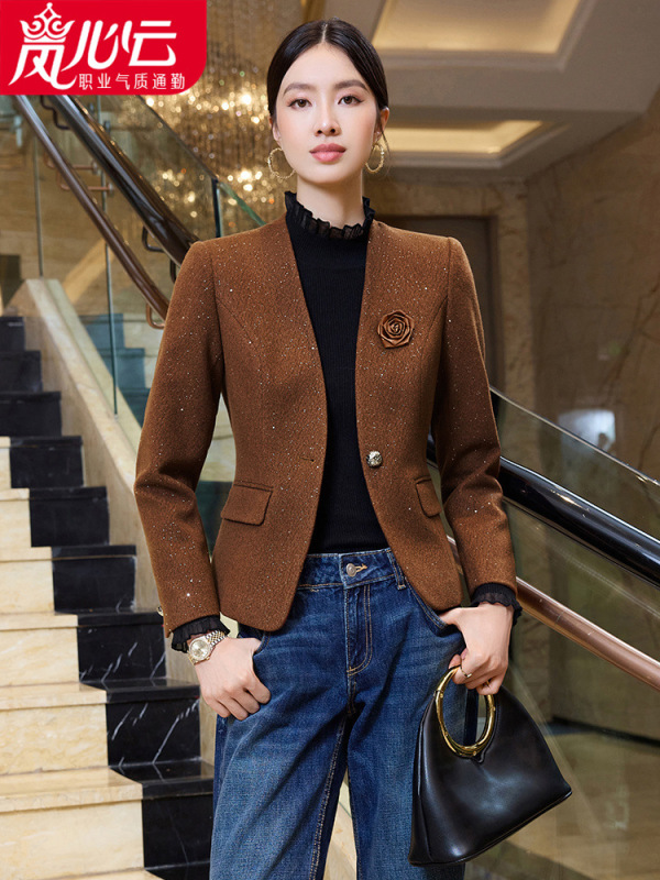 无领高端气质秋季洋气女装女士短外套女气质新款高级感小个子8187|undefined