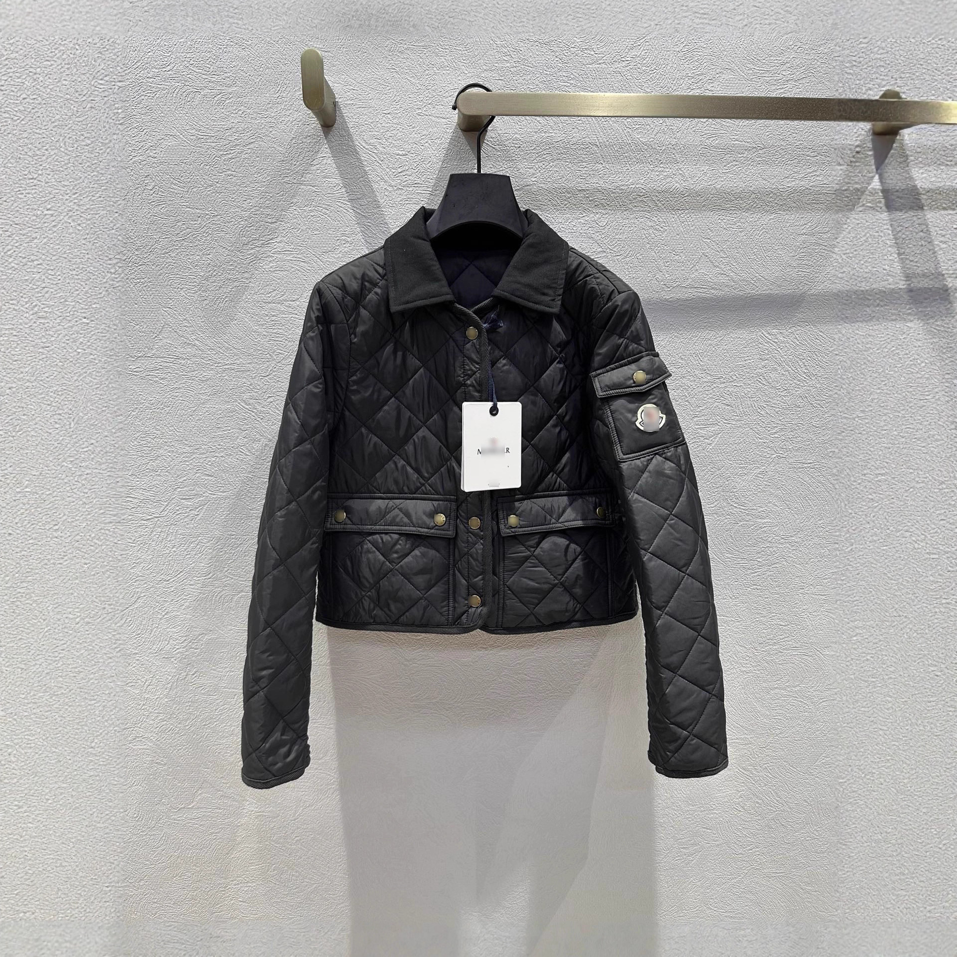 南油女装2025年秋冬Moncl*新品菱形夹棉绗缝短款夹克棉服外套女