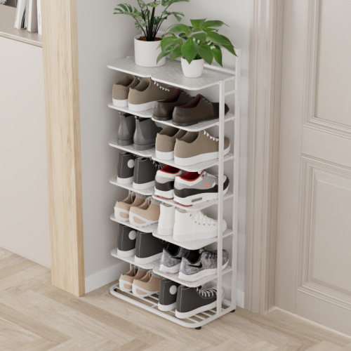 Simple metal storage rack at the door, modern multi-functional shoe cabinet, economical home dormitory multi-layer narrow shoe rack