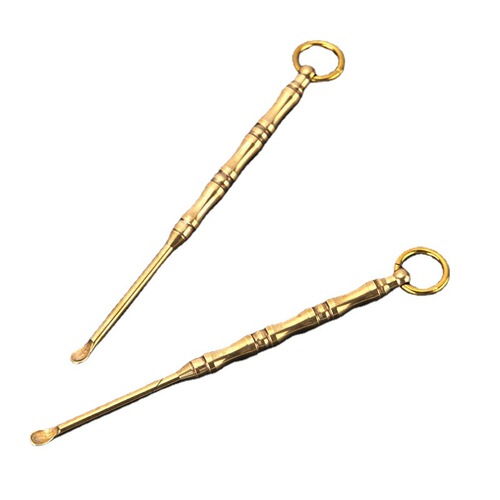 Handmade brass bamboo joint old-fashioned ear scoop toothpick ear spoon set single pack ear handle ear pick magic tool keychain