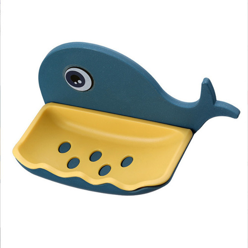 Creative new whale soap box soap box punch-free wall-mounted bathroom rack wall drain soap box