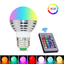 LED灯泡RGB球泡灯3W七彩遥控红外调光彩灯变色厂家现货批发热卖款