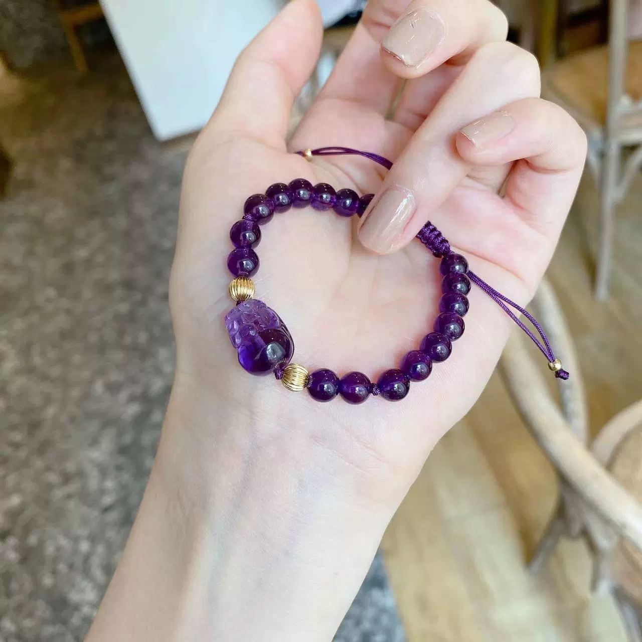 Органическое дизайнерское crystal bracelet with amethyst, Birthday gift