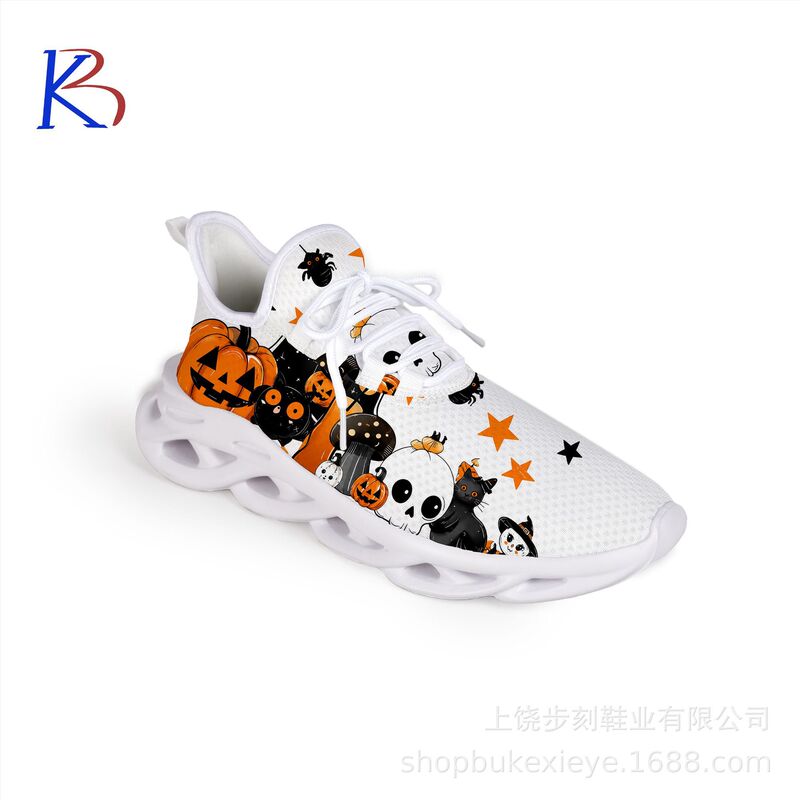 Halloween Pumpkin Ghost Outdoor Blade Men's and Women's Sports Running Shoes 3D Printed Mesh Running Shoes Cross-Border Customization Halloween Pumpkin Ghost Outdoor Blade Men's and Women's Sports Running Shoes 3D Printed Mesh Running Shoes Cross-Border Customization