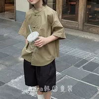 Hanfu Boys' Dragon Boat Festival, лето 2025, новый детский костюм Тан, новый китайский стиль, красивая рубашка с короткими рукавами на пуговицах.
