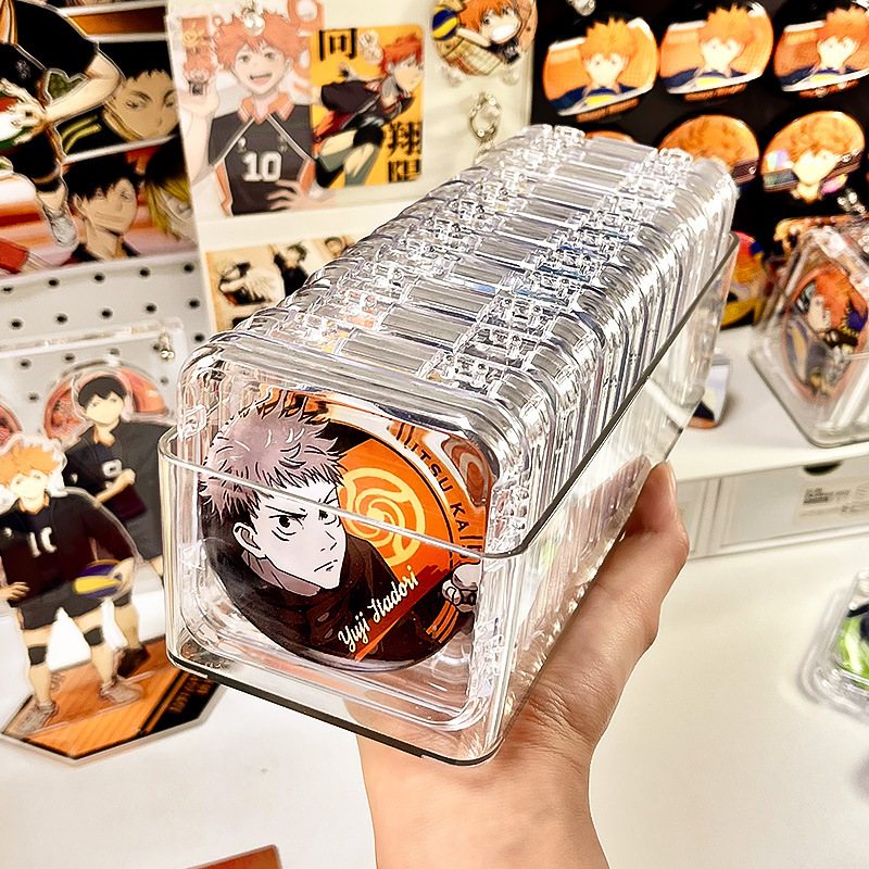 バー収納箱透明密封バッジ谷子単一保護カバー58mm75mm防湿デスクトップ展示棚|undefined