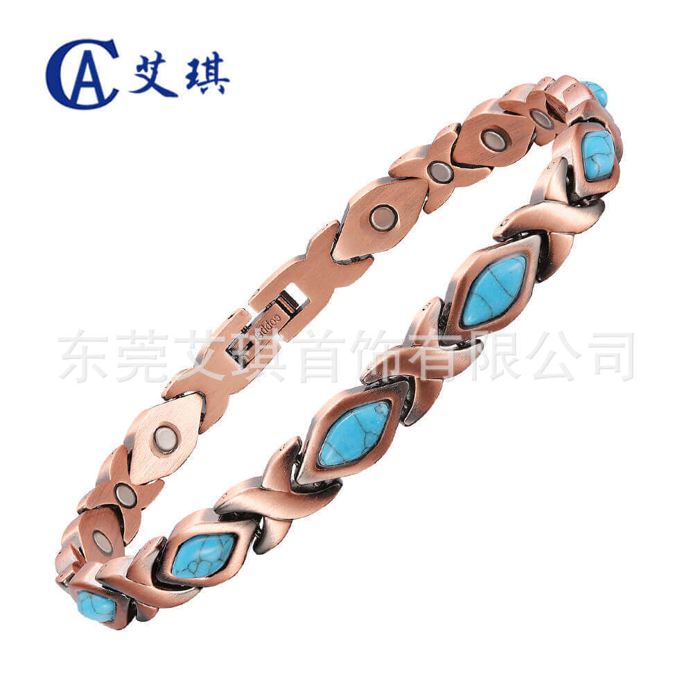 magnetic copper turquoise fashionable bracelet