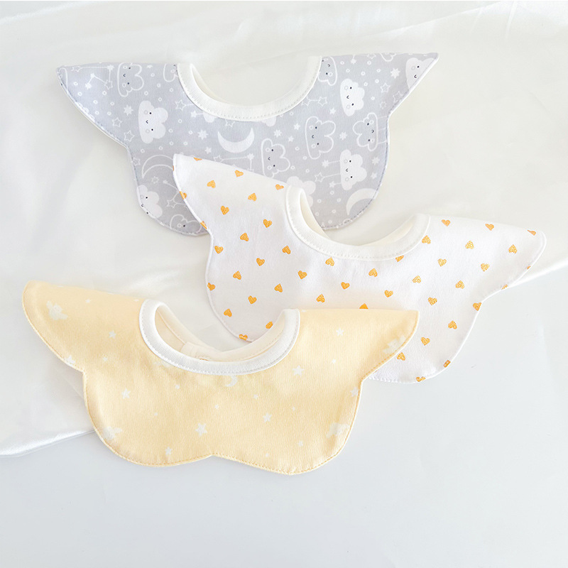 ins韩版棉质婴儿围嘴宝宝口水巾360度可旋转防水花朵口水兜0-2岁