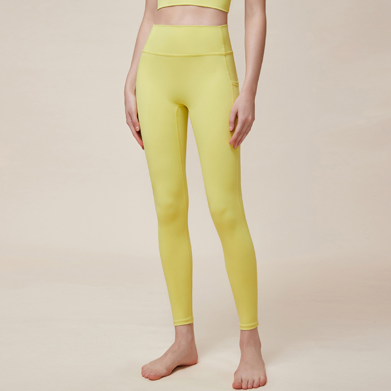 Peach Hip sin vergüenza línea deportes yoga pantalones doble bolsillos Nuevo doble M cadera levantando cintura alta YOGA Pantalones