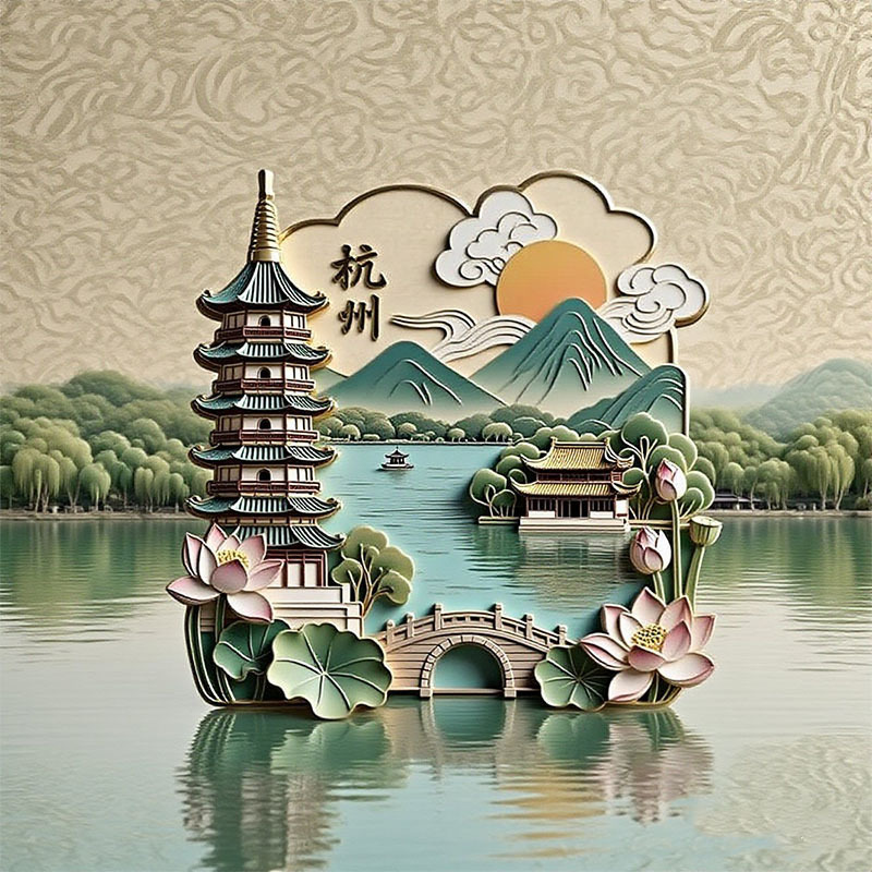 【杭州】景点金属立体浮雕冰箱贴旅游纪念品文创伴手礼国潮装饰|undefined