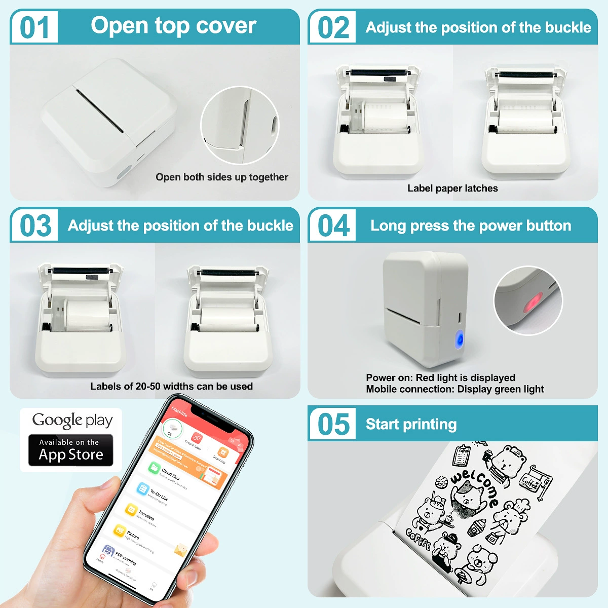 S2 Mini Label Printer for IOS and Android Mini Label Printer