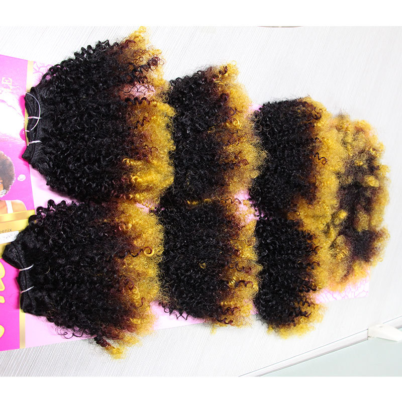 7pcs / Pack Negro Afro Kinky Curly Hair Weft con cierre