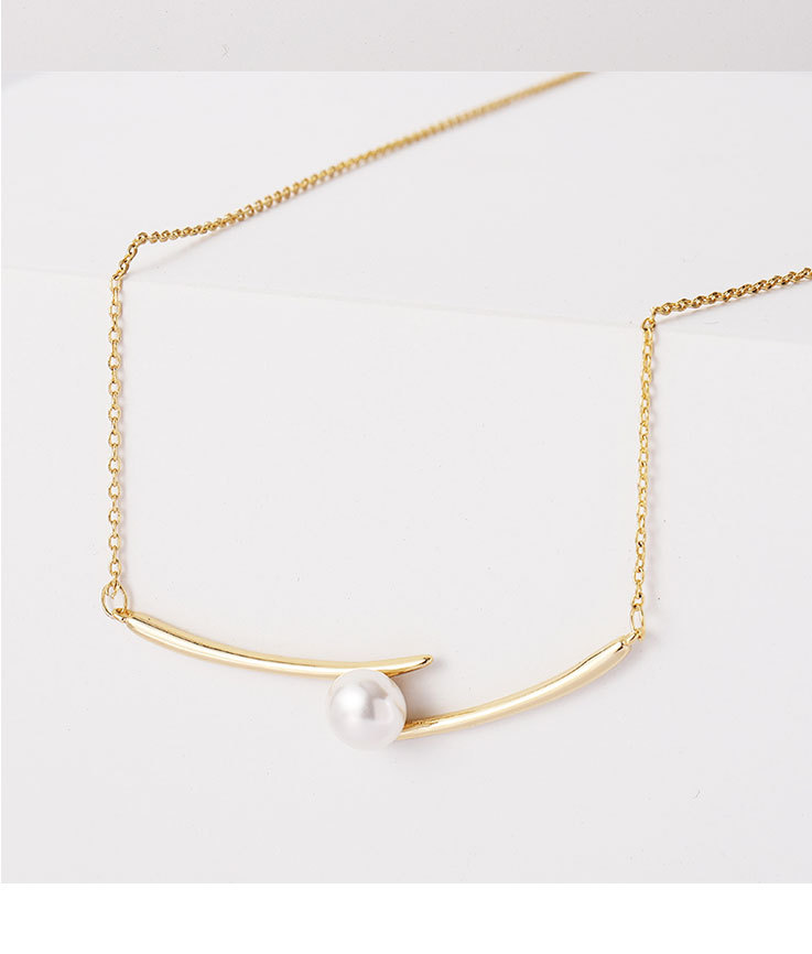 Fashion Solid Color Artificial Pearl Copper Necklace 1 Piece