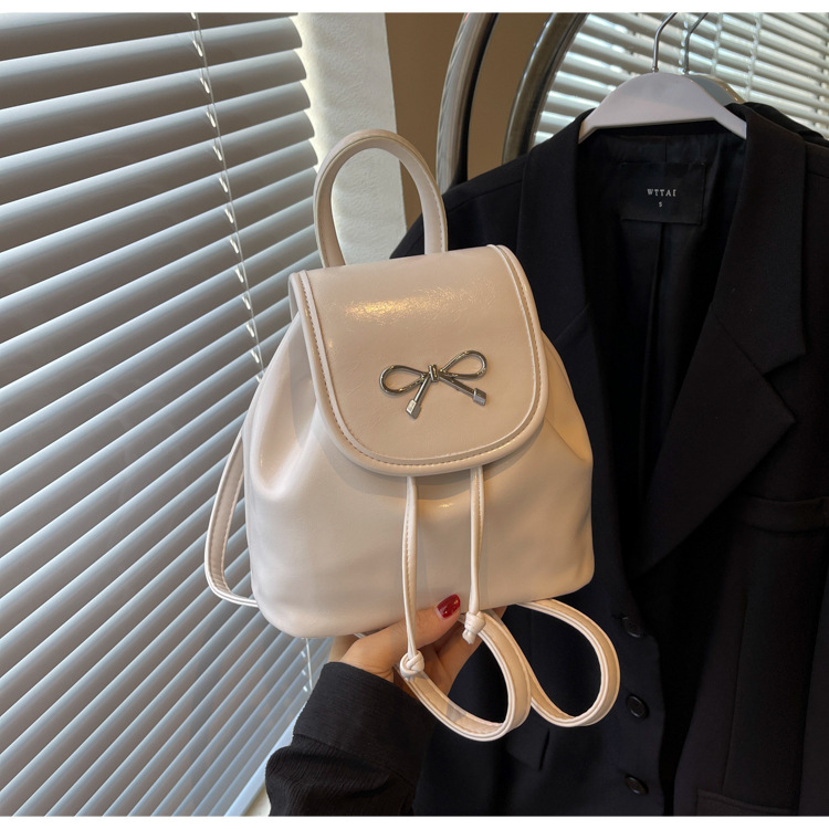2024 New Fashionable Bucket Bow Korean Edition Casual Shoulder Small Women's Bag Handheld Personalized Backpack_voghion.com