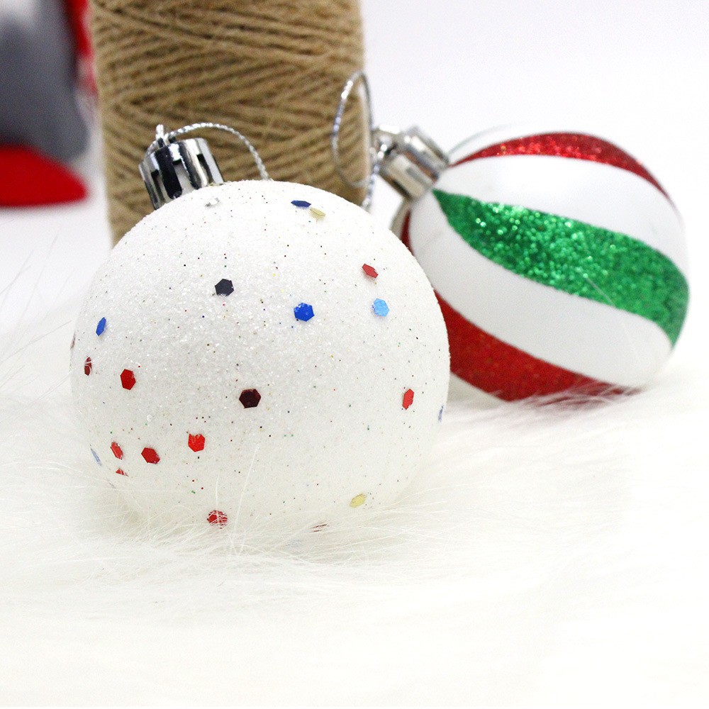 Navidad nueva bola de Navidad pintada a mano 6cm caja de PVC decoración de árbol de Navidad galvanizado centro comercial colgante de bola de plástico