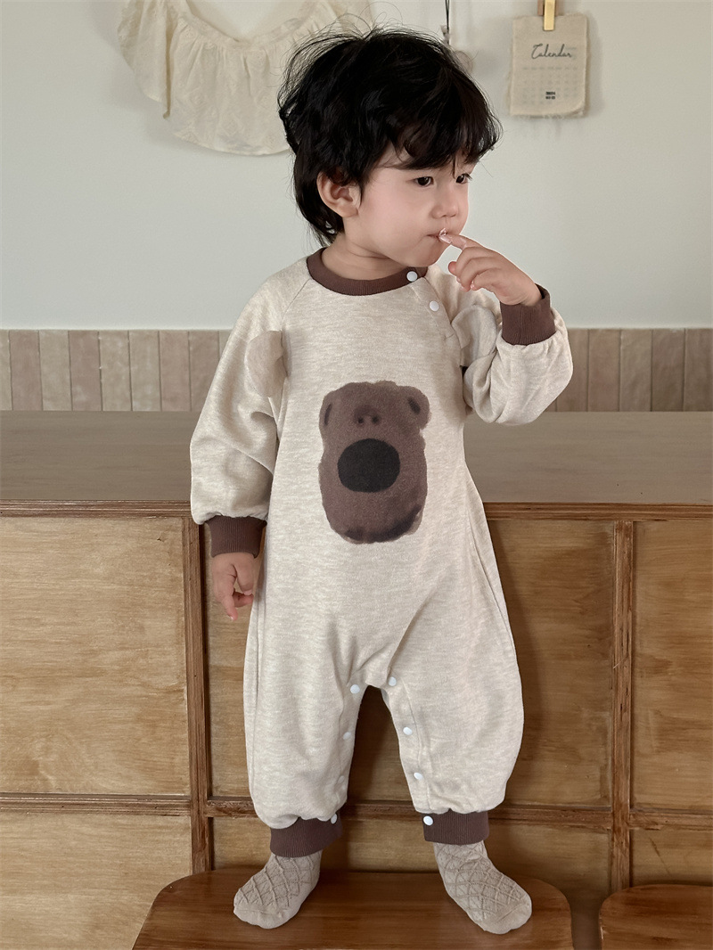 Ropa de bebé de otoño bolsa de bebés 2024 ropa de otoño ropa infantil coreana ropa de bebés cabeza de oso unido chaqueta