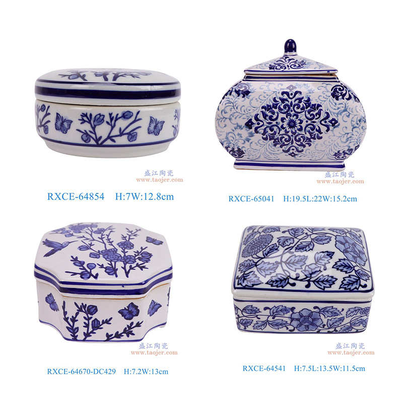 Creative ceramic blue and white rectangular pens holder