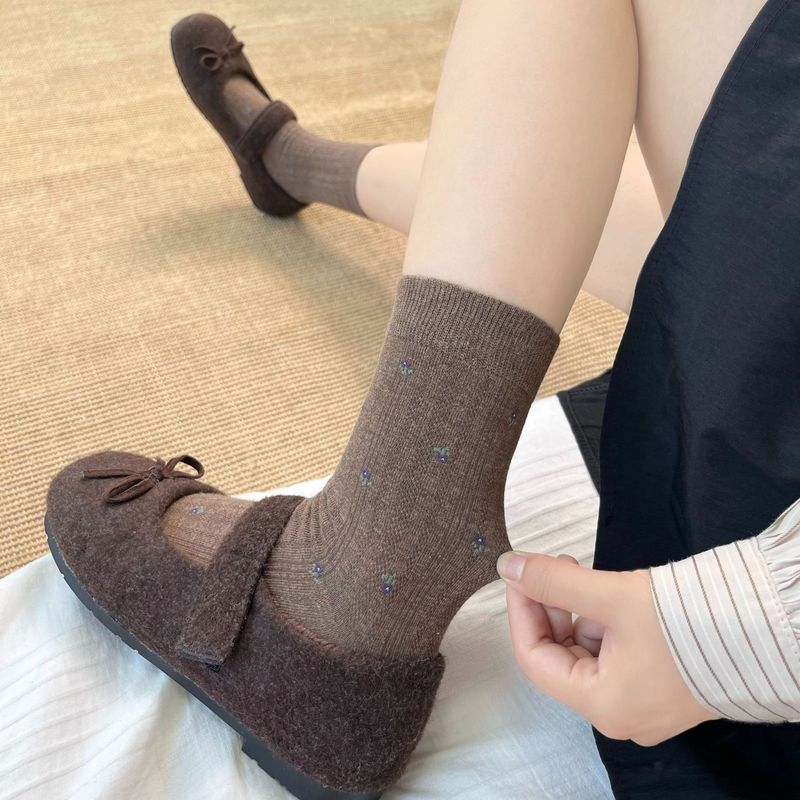 秋季袜子女中筒袜日系复古小碎花堆堆袜甜美长袜诸暨袜子女袜批发|undefined