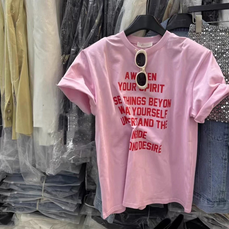 2026 New Summer Women's Clothing Korean Style Loose Casual Letter Printed Short-Sleeved T-Shirt Versatile Round Neck Pullover Top 2026 New Summer Women's Clothing Korean Style Loose Casual Letter Printed Short-Sleeved T-Shirt Versatile Round Neck Pullover Top