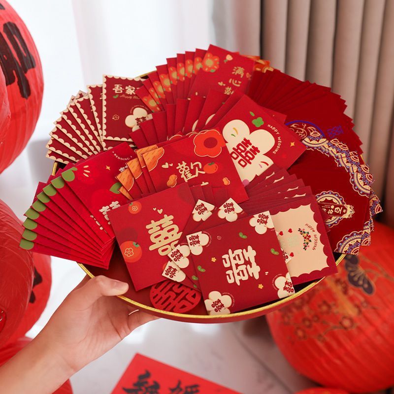 赤い封筒結婚式特別な小さな赤い封筒バッグ結婚式のゲーム小道具クリエイティブドアブロック赤い封筒ミニ小さなウェディングバッグ|undefined