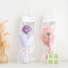 diy hand-knitted wool carnation bouquet finished business gift set as a gift for teachers and elders