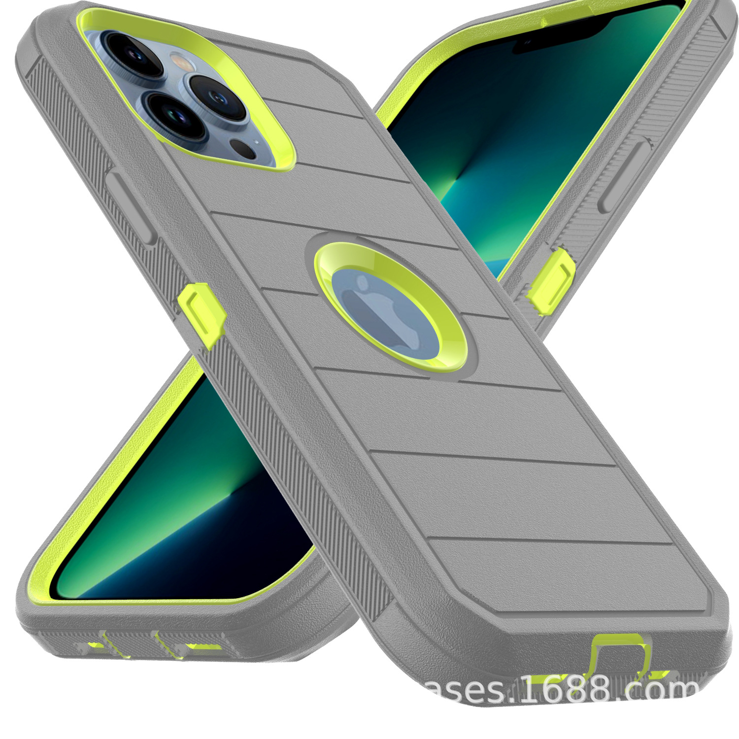 Aplicable a IPHONE 15 tres en uno Carcasa protectora de robot rayado tres en uno con clip trasero