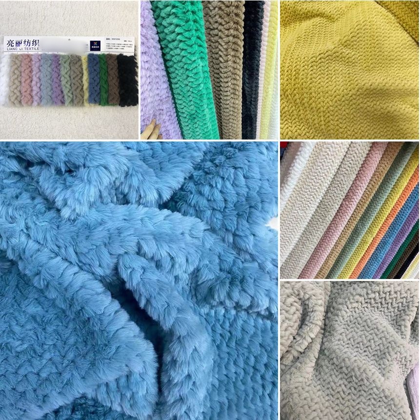 Conejo trenzado nuevo producto, conejo trenzado, pelo de conejo imitación, ropa de cepillo de flores, chaqueta, bolsa, tela de piel imitación