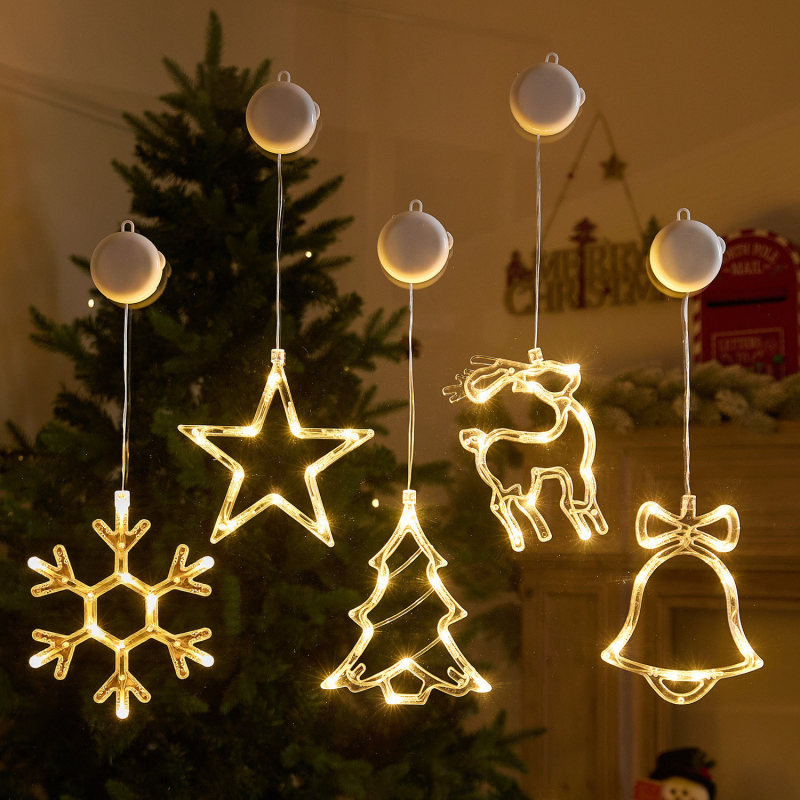 Led Christmas Decoration Suction Cup Lights Five-Pointed Star Bell Snowman Bedroom Window Beautification Hanging Ornaments Curtain Lights Battery Lights Led Christmas Decoration Suction Cup Lights Five-Pointed Star Bell Snowman Bedroom Window Beautification Hanging Ornaments Curtain Lights Battery Lights