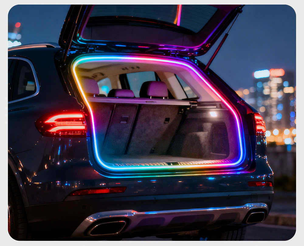 High-Brightness 64-Color Fantasy Car Lighting Trunk Atmosphere Light Interior Decoration No-Wiring Sensor Trunk Light Strip