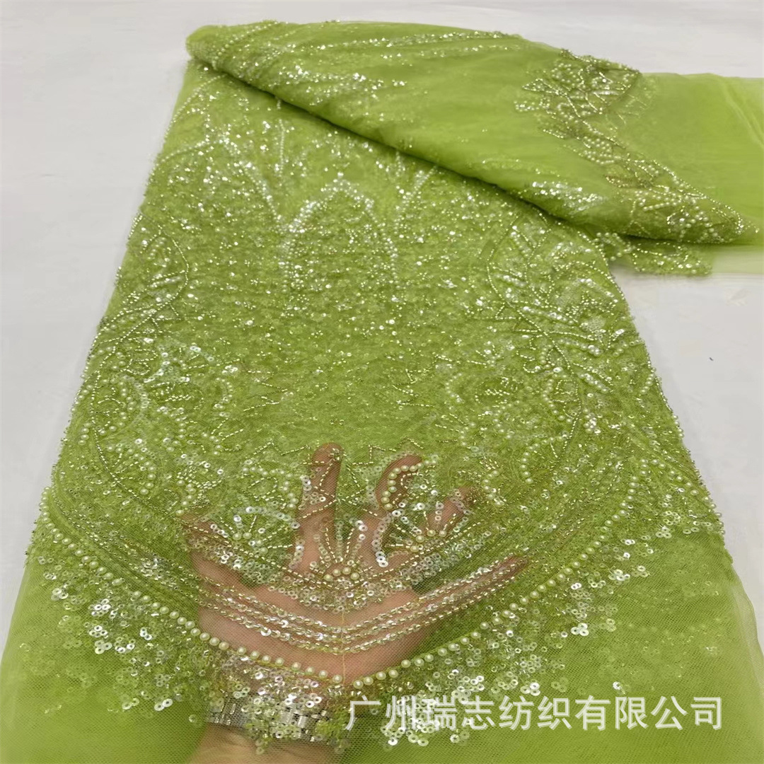 Tejido de encaje de sequilla francesa, moda de mujer, vestido de boda, bordado de perlas, diseñador de accesorios de ropa, encaje
