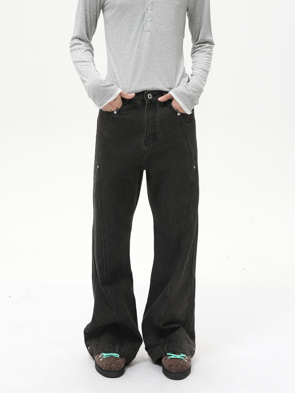 MTLCLOTHES Ropa de hombre | High Street vibe American Bead Costura de moda gris micro-jeans casual de moda