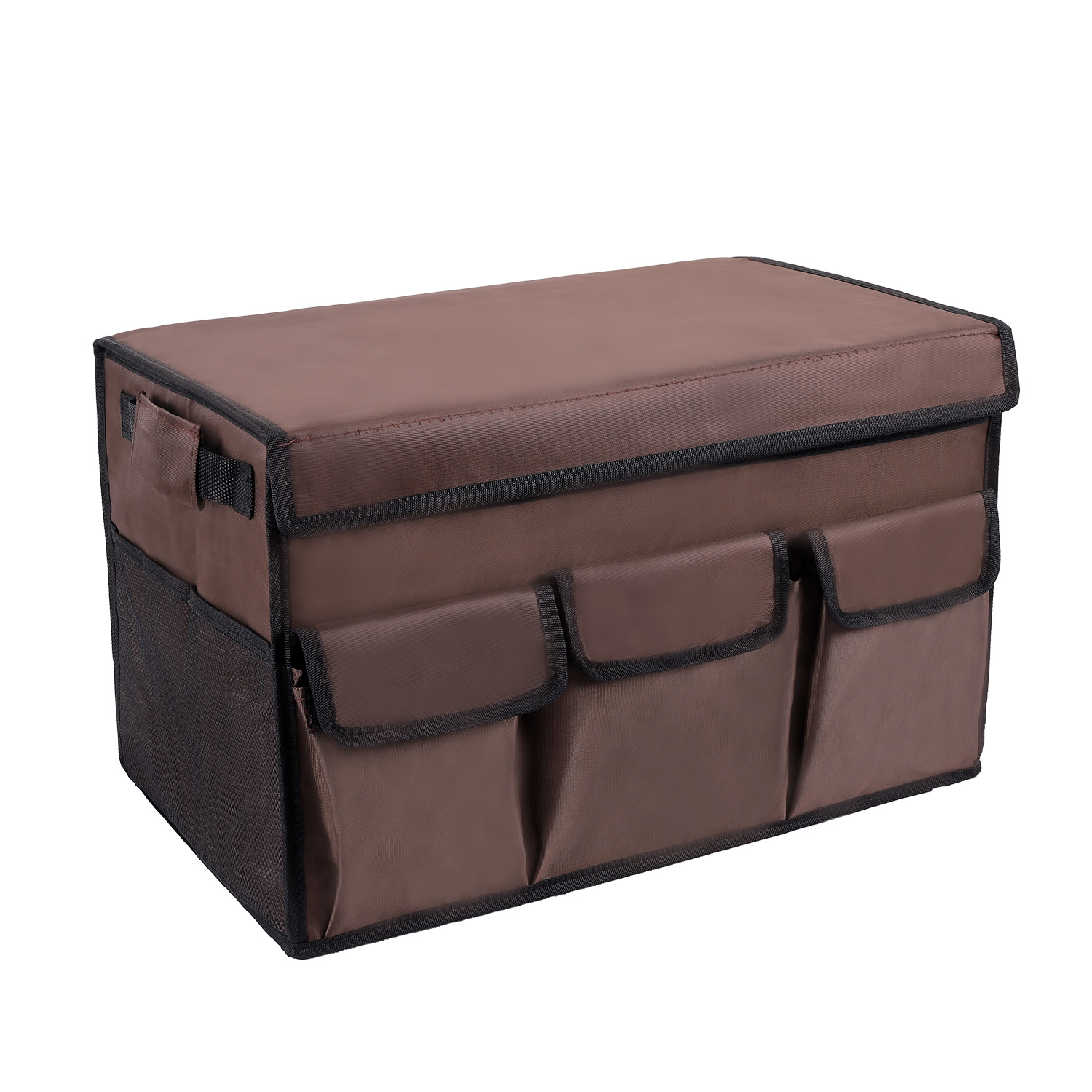 Caja de almacenamiento para artículos de automóvil de respaldo tipo plegable multifuncional para acabado trasero del automóvil