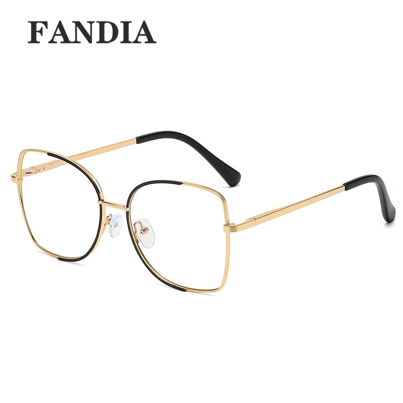 95820 nuevas mujeres de moda de metal marco grande gafas lisas marco completo anti-azul gafas de luz miopía gafas marco