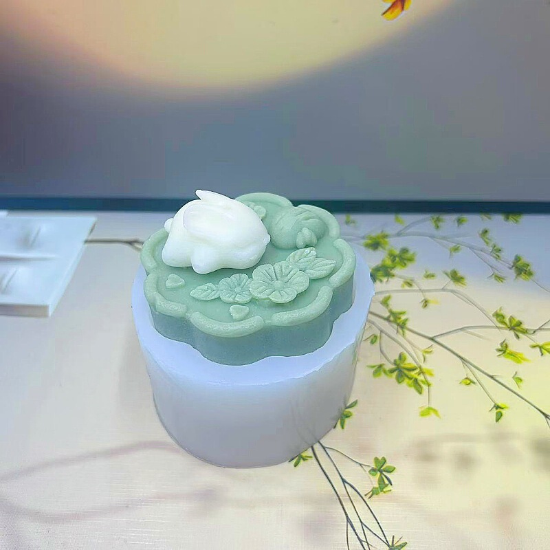 中秋月饼兔子造型硅胶模具DIY兔子月饼香薰蜡烛石膏家居烘焙模具|undefined