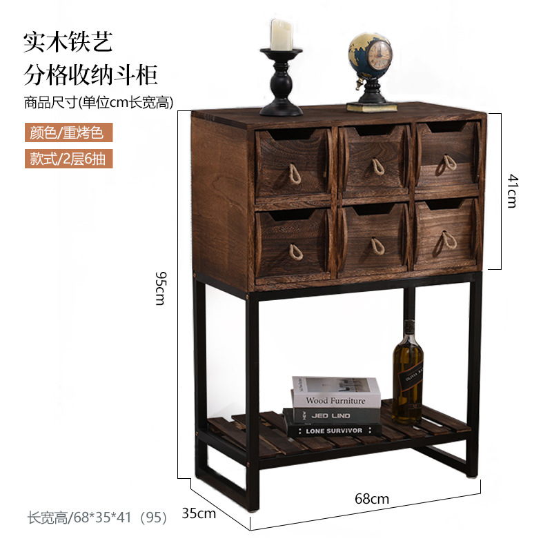 Venta al por mayor de almacenamiento de hierro vintage pintado pecho de cajones gabinete pasillo pequeño apartamento TV gabinete dormitorio almacenamiento balcón gabinete