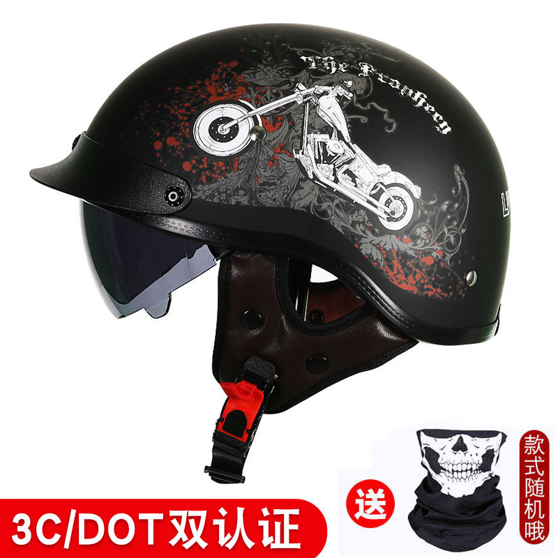 Moto scooter casco retro de los hombres Harley medio casco de las mujeres coche eléctrico primicia casco de la motocicleta batería de verano fábrica al por mayor