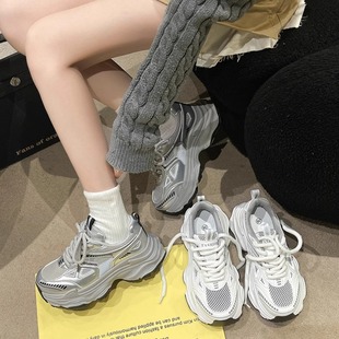 Dad's Shoes for Women 2025 Spring and Summer New Popular Thick-Soled Increased Mesh Breathable Versatile Lightweight Sports and Casual Shoes