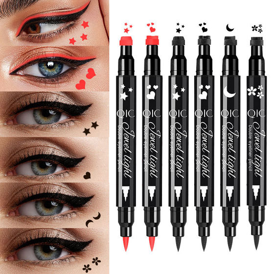 QIC ultra-fine Eyeliner waterproof oil-proof non-smudging double-headed Eyeliner Red Cross-border color seal Eyeliner