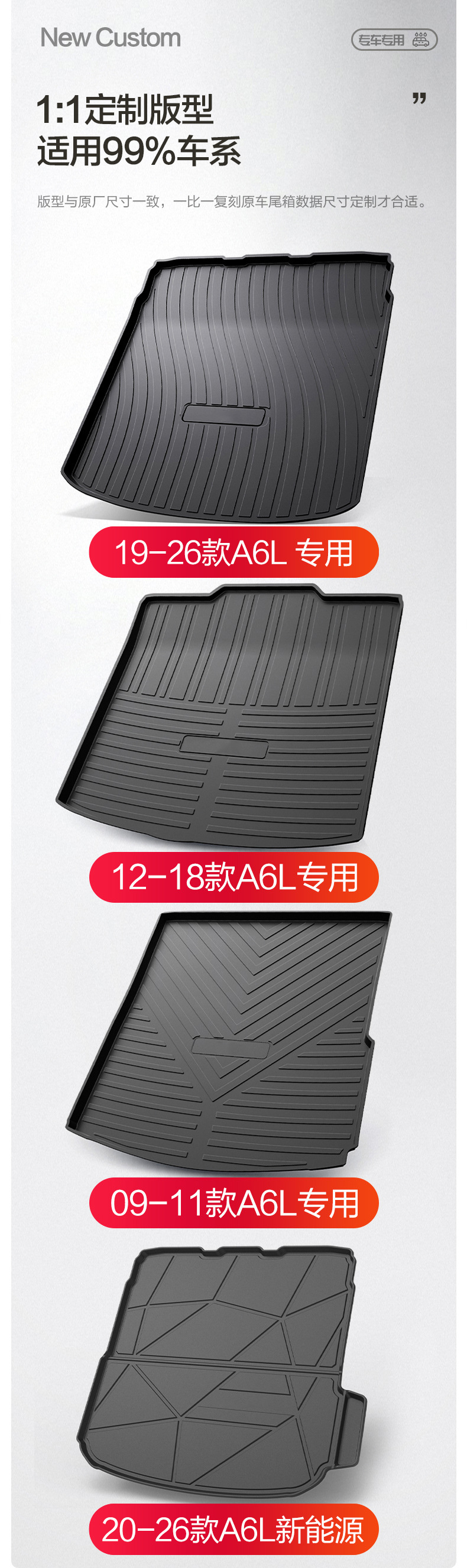 Trunk Mat Interior Decoration Car Supplies for Audi A6L 26