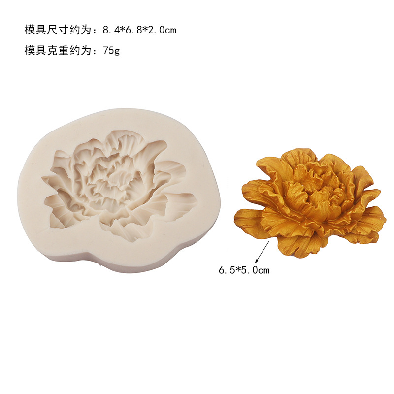 Creativo tridimensional Rosa peonía flor aromaterapia molde de yeso girasol loto chocolate fondant molde de la torta