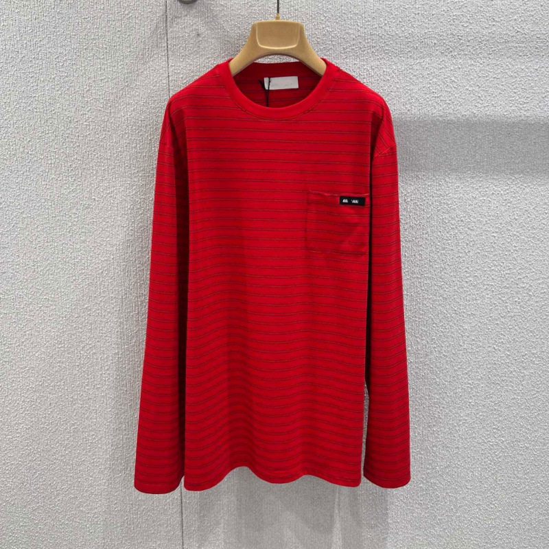 Miu Series "Shenzhen Nanyou" Striped Round-Neck Pure Cotton Short-Sleeve T-Shirt Top, Youthful Loose Fit, Versatile Boyfriend Style Miu Series "Shenzhen Nanyou" Striped Round-Neck Pure Cotton Short-Sleeve T-Shirt Top, Youthful Loose Fit, Versatile Boyfriend Style