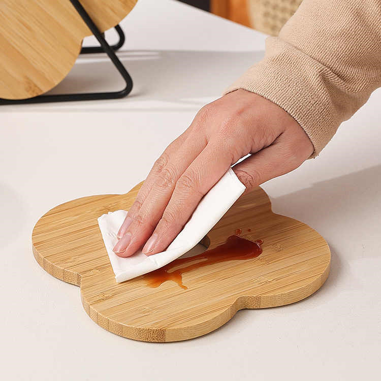 Tapete Aislante Térmico en Forma de Flor para Fácil Manejo, Tazón para Huevos al Vapor, Resistente a Altas Temperaturas, Tapete de Bambú Antiescaldante, Tapete de Comedor para el Hogar al por Mayor