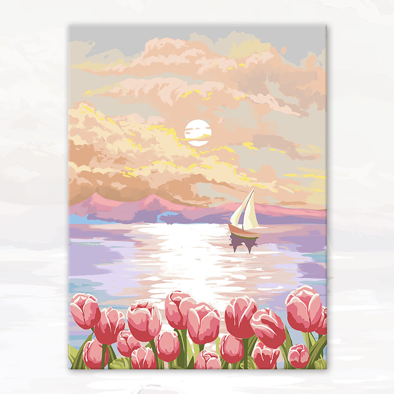 现货30*40cm数字油画diy中国风柿柿如意圣诞新年油彩画装饰画彩绘