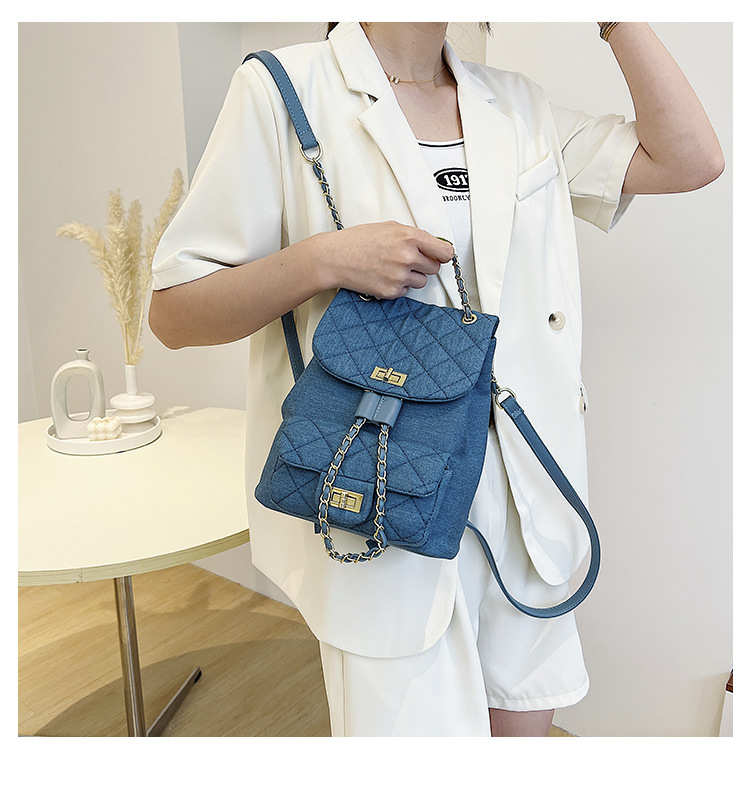 Women's Streetwear Solid Color Square Zipper Classic Backpack Canvas Shoulder Bags display picture 3