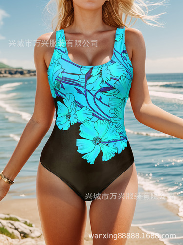2025 European and American Cross-border New Fashion Tight Bodysuit Swimsuit for Women Sports Beach Party Vacation Body Shaping Swimsuit