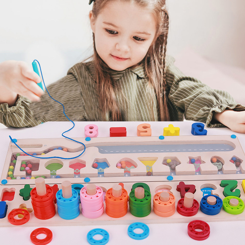 CPC CE DE MADERA tres en uno laberinto pluma magnética Digital Color del grano a juego concentración juguetes educativos