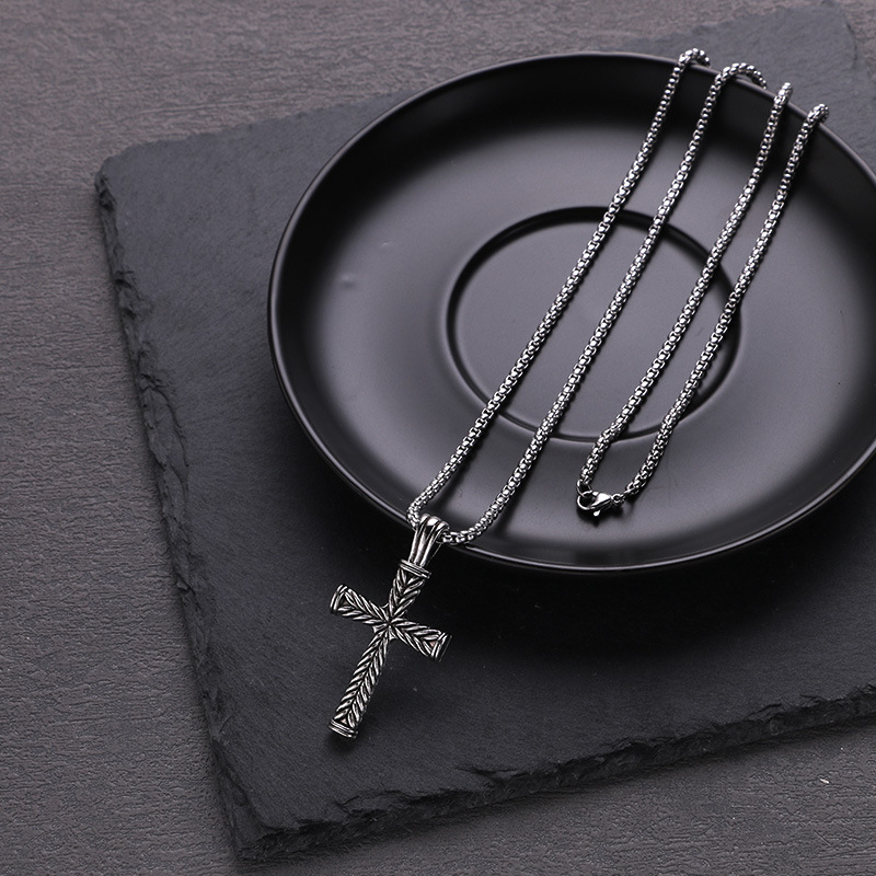 Cross Pattern Men'S Gender Punk Cross Stainless Steel Alloy Plating Men's Pendant Necklace