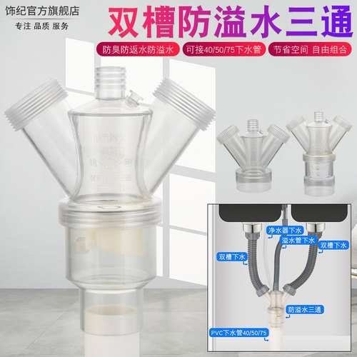 S83V wholesale kitchen sink double sink vegetable basin drain pipe drainage pipe accessories anti-bedbug anti-overflow 75