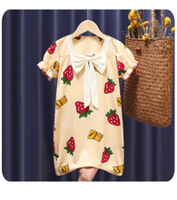 女童睡裙夏季薄款短袖公主裙女孩儿童睡衣夏款宝宝家居裙